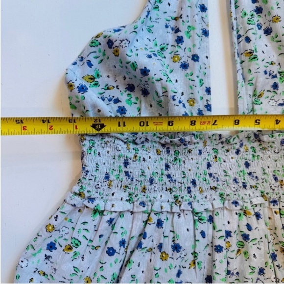 Aerie Spring Fling Floral Criss Cross Halter Smocked Dress SMALL Ditsy Dainty - Picture 10 of 13